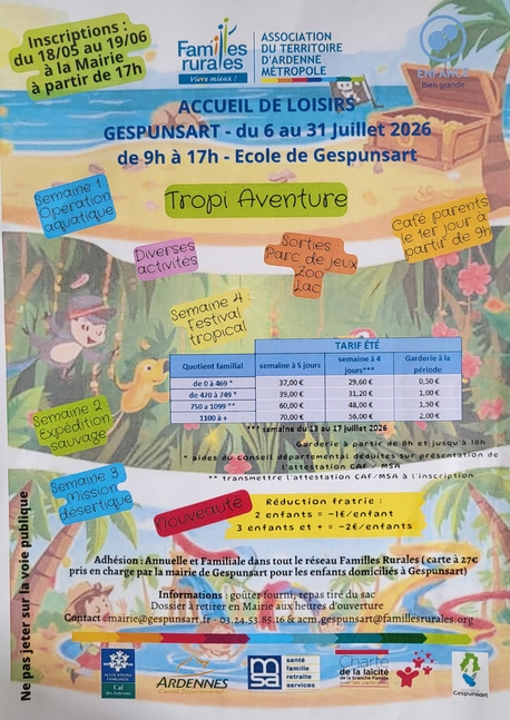 Centre aéré - Vacances d'été