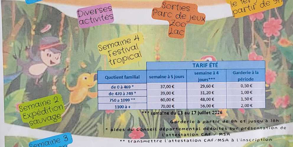 Centre aéré - Vacances d'été