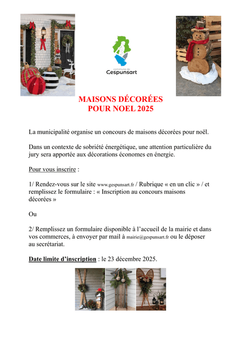 Concours des maisons décorées : faisons briller notre commune pour Noël !