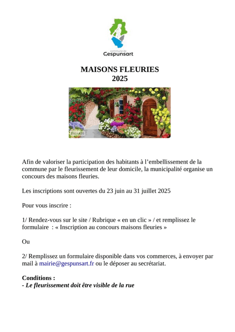 Concours des Maisons Fleuries : les inscriptions sont ouvertes !