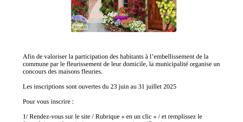 Concours des Maisons Fleuries : les inscriptions sont ouvertes !