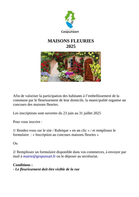 Concours des Maisons Fleuries : les inscriptions sont ouvertes !