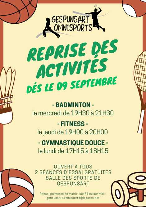 Reprise des activités sportives