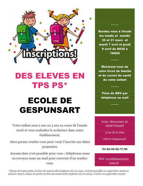 Inscription à l'école