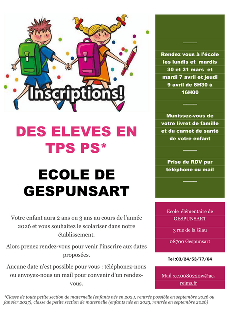 Inscription à l'école
