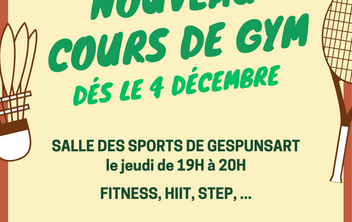 Nouvelle session de Gym dès le 4 décembre !